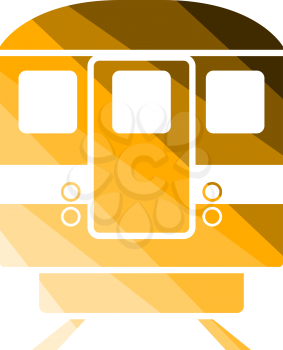 Subway Train Icon Front View. Flat Color Ladder Design. Vector Illustration.