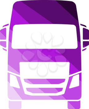 Truck Icon Front View. Flat Color Ladder Design. Vector Illustration.
