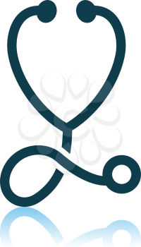 Stethoscope Icon. Shadow Reflection Design. Vector Illustration.