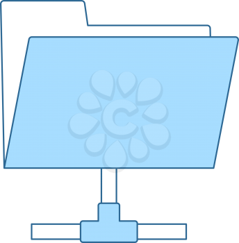 Shared Folder Icon. Thin Line With Blue Fill Design. Vector Illustration.
