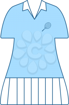 Tennis Woman Uniform Icon. Thin Line With Blue Fill Design. Vector Illustration.