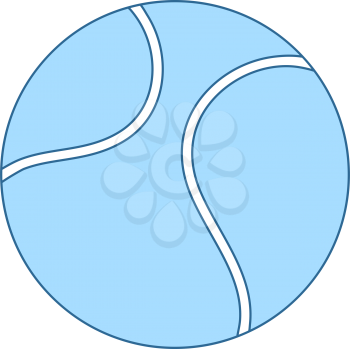 Tennis Ball Icon. Thin Line With Blue Fill Design. Vector Illustration.