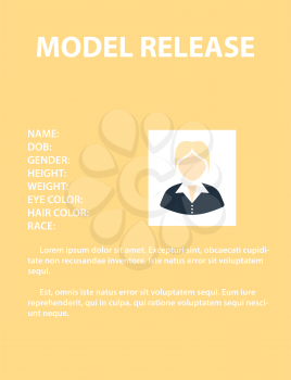 Icon Of Model Release Document. Flat Color Design. Vector Illustration.