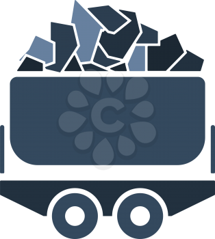 Mine Coal Trolley Icon. Flat Color Design. Vector Illustration.