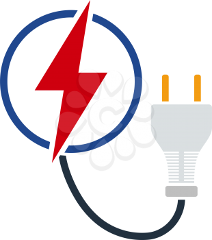 Electric Plug Icon. Flat Color Design. Vector Illustration.