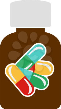 Pills Bottle Icon. Flat Color Design. Vector Illustration.
