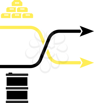 Gold And Oil Comparison Chart Icon. Flat Color Design. Vector Illustration.