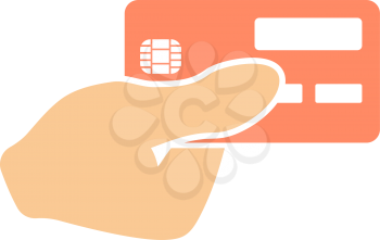 Hand Holding Credit Card Icon. Flat Color Design. Vector Illustration.