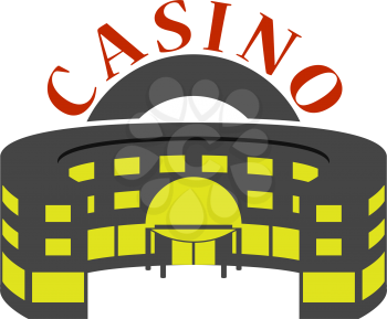 Casino Building Icon. Flat Color Design. Vector Illustration.