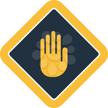 Icon Of Warning Hand. Flat Color Design. Vector Illustration.