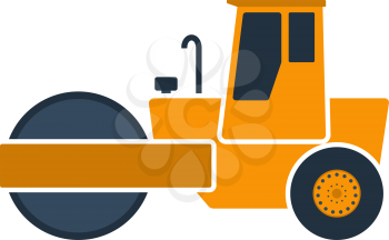 Icon Of Road Roller. Flat Color Design. Vector Illustration.