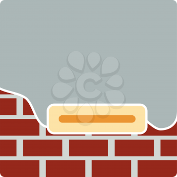 Icon Of Plastered Brick Wall. Flat Color Design. Vector Illustration.