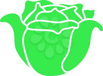Cabbage Icon. Flat Color Design. Vector Illustration.