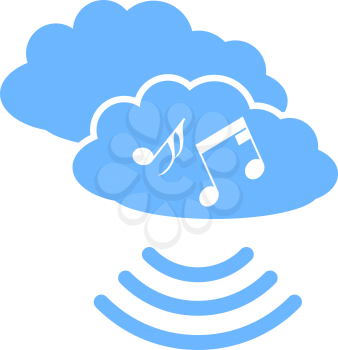 Music Cloud Icon. Flat Color Design. Vector Illustration.