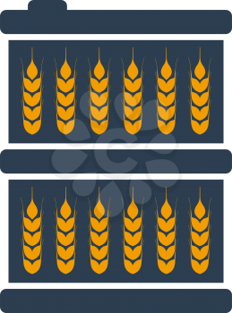 Barrel With Wheat Symbols Icon. Flat Color Design. Vector Illustration.