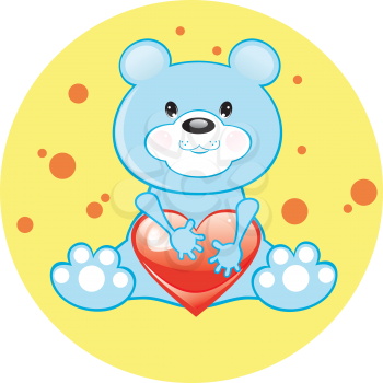 Royalty Free Clipart Image of a Bear With a Heart