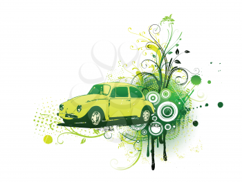Royalty Free Clipart Image of a Volkswagen Beetle Design