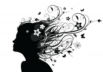 Royalty Free Clipart Image of a Silhouette of a Woman