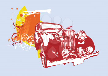 Royalty Free Clipart Image of a Vintage Car