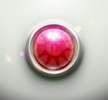 Vector illustration of shiny red emergency button