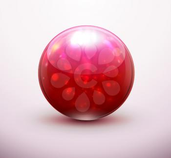 Vector illustration of red refracting Glass marbles/button sphere 