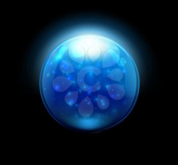 Vector illustration of blue refracting Glass marbles/button sphere 