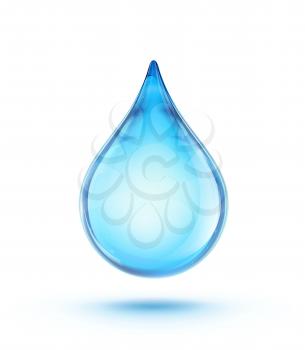 Vector illustration of a single blue shiny water drop