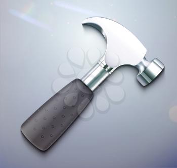 Vector illustration of a single detailed hammer icon 