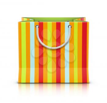 Vector illustration of multicolored paper shopping bag isolated on white background.