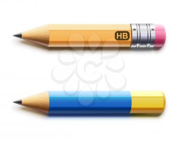 Vector illustration of two sharpened detailed pencils isolated on white background