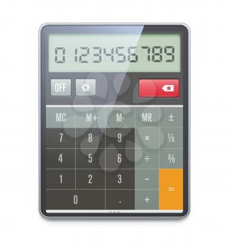 Vector illustration of realistic electronic calculator isolated on white background.