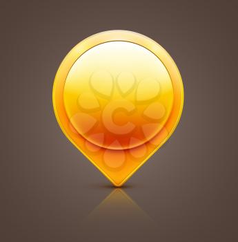 Vector illustration of glossy orange map location pointer icon