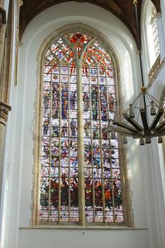 Stained glass in the church. Netherlands, Delft