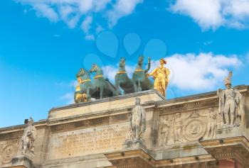 Triumphal Arch (Arc de Triomphe du Carrousel) at Tuileries. Paris, France