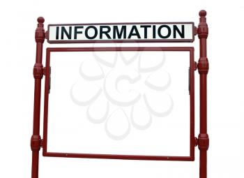 Information billboard isolated on white background