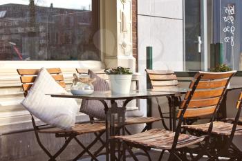 Morning street cafe in Gorinchem. Netherlands
