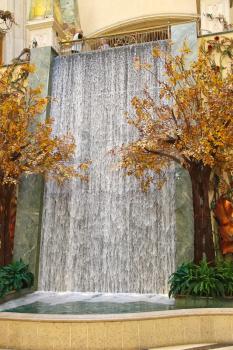 LAS VEGAS, NEVADA, USA - OCTOBER 20 : Water curtain in the Palazzo Hotel on October 20, 2013 in Las Vegas,  Palazzo opened on December 30, 2007. One of the most luxurious hotels in Las Vegas