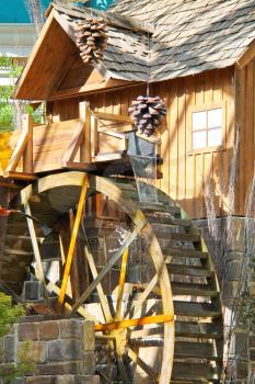 LAS VEGAS, NEVADA, USA - OCTOBER 21, 2013 : Watermill in a greenhouse at Bellagio Hotel in Las Vegas, Bellagio Hotel and Casino opened in 1998. This luxury hotel  owned by MGM Resorts International