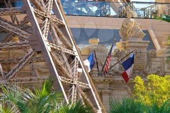 LAS VEGAS, NEVADA, USA - OCTOBER 21, 2013 : Paris Hotel in Las Vegas with a replica of the Eiffel Tower. Opened in 1999 and demonstrates the sights of Paris