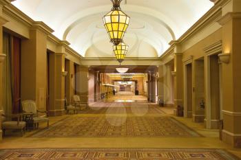 LAS VEGAS, NEVADA, USA - OCTOBER 23, 2013 : Lobby in Caesar's Palace in Las Vegas, Caesar's Palace hotel opened in 1966 and has a Roman Empire theme.