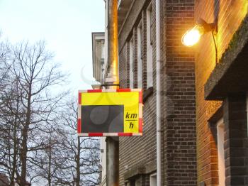 Scoreboards for information to speed limits on city street 