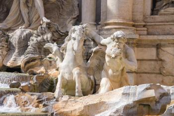 Detail of Trevi Fountain in Rome, Italy