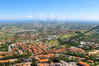 View of the village from the fortress of San Marino. The Republic of San Marino