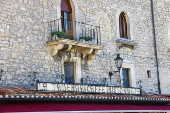 SAN MARINO. SAN MARINO REPUBLIC - AUGUST 08, 2014: The sign of the restaurant, Righi in San Marino, Republic of San Marino