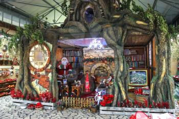 Taneto, Italy - December 27, 2014: Great Cristmas market Villaggio di Babbo Natale in the garden center Mondoverde. Taneto, Italy