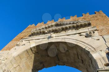 Ancient arch of Augustus (Arco di Augusto) in Rimini, Italy