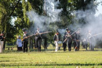 Villa Sorra, Italy - July 17, 2016: People on Napoleonica event. Costumed reconstruction of historical events. Castelfranco Emilia, Modena