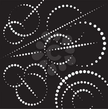 Royalty Free Clipart Image of a Dotted Black and White Circles and Lines Background