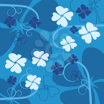Royalty Free Clipart Image of a Swirly Blue Flower Background
