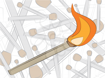 Royalty Free Clipart Image of a Bunch of Matches
